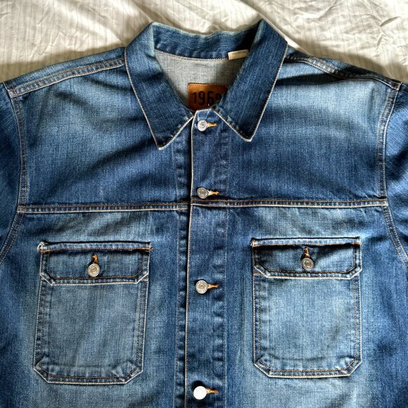 Vintage GAP 1969 Jean Jacket Men XXL Blue Denim Heritage Trucker Pockets Y2K - Picture 5 of 5